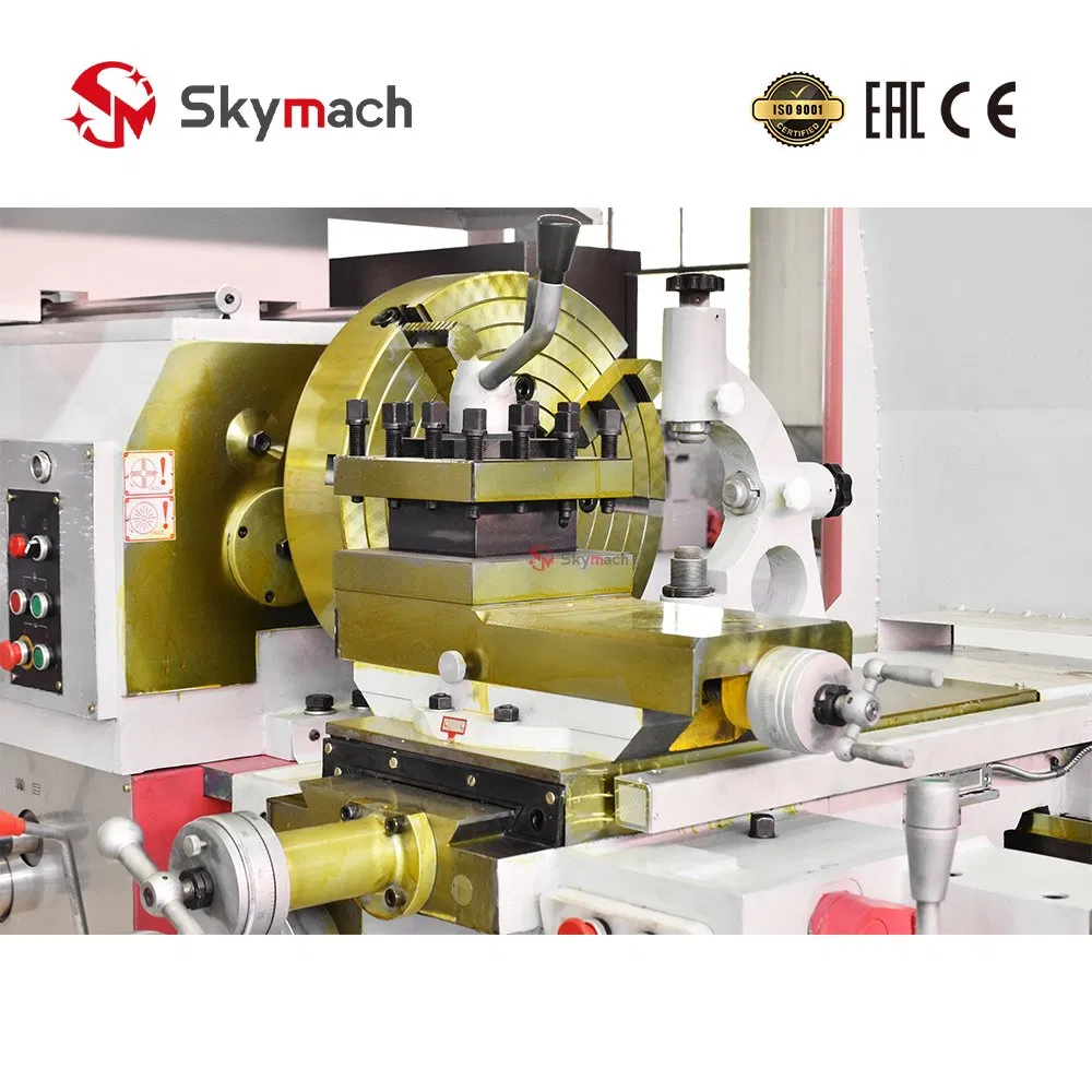 Cw6263 Manual Lathe Machine Featuring a Wide Bed and Geared Drive System for Machining Large Shafts, Flanges, and Common Industrial Components.