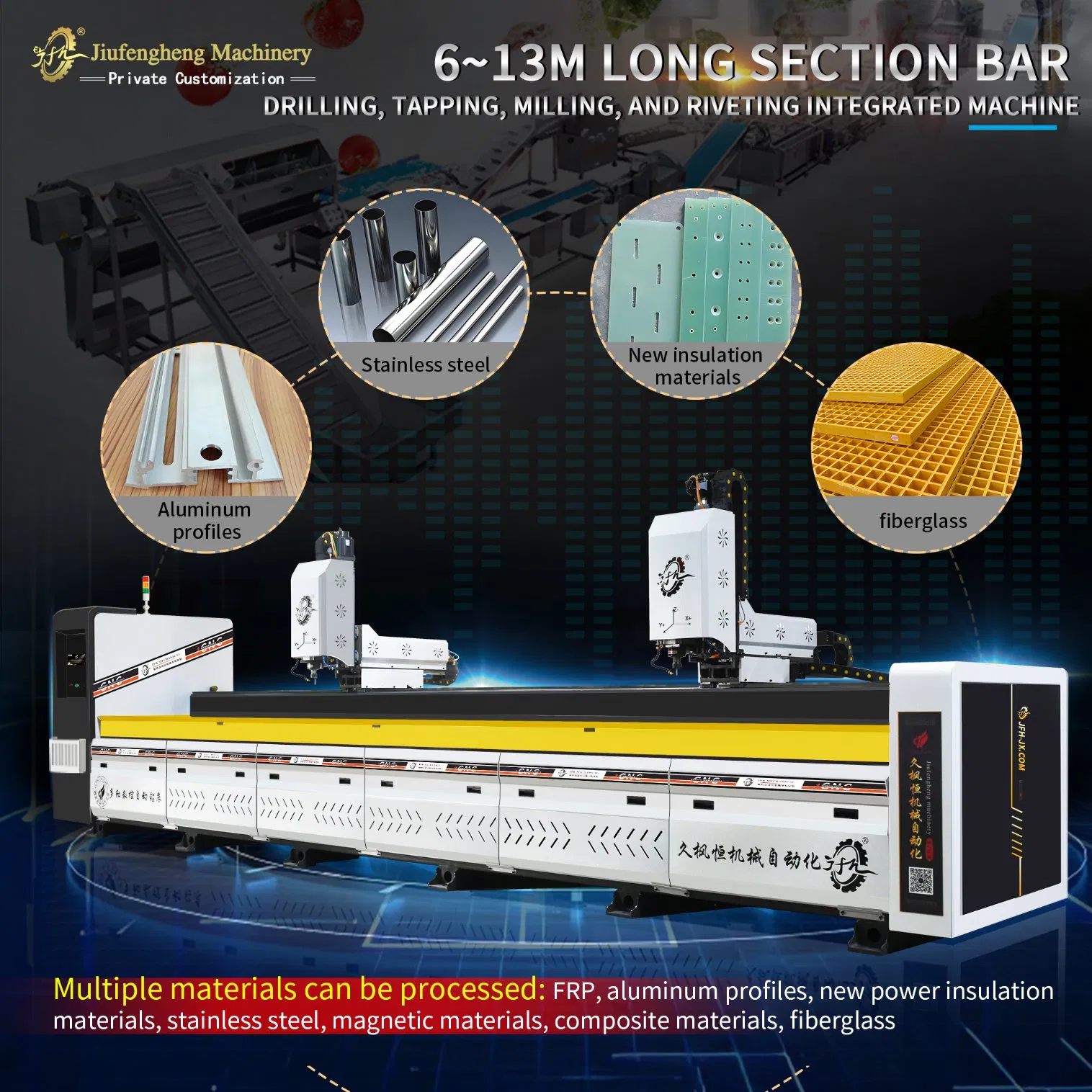 FRP Fiberglass PU Polyurethane Profile CNC Drilling Tapping Milling Cutting Machine Center