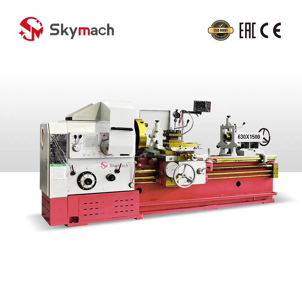 Cw6263 High Precision Universal Lathe Machine Featuring a Hardened Bedways and a Quick Change Gearbox for Toolroom Operations and Complex Part Production.