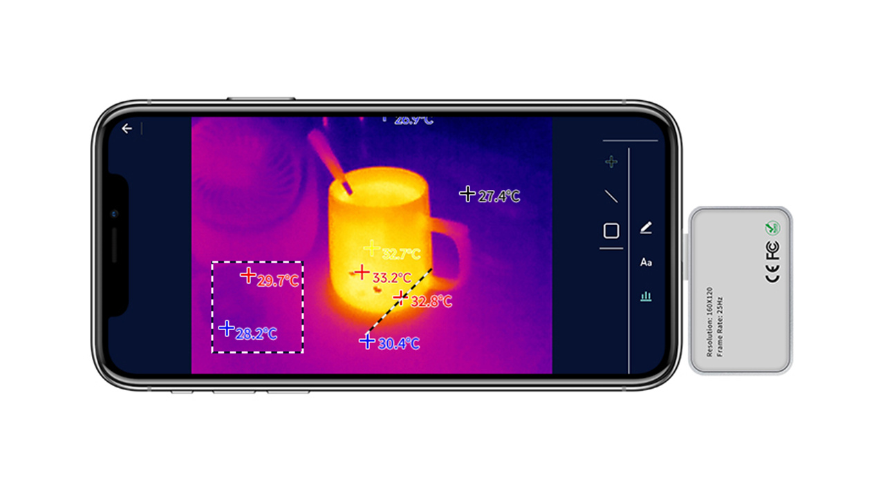H2F6B thermal imager with self-analysis function for point, line, and box temperature measurement