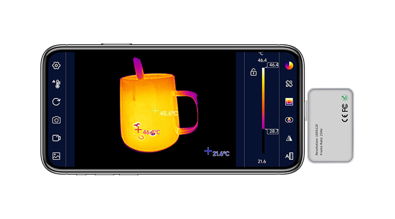 H2F6B thermal imager with manual temperature range adjustment to highlight target objects