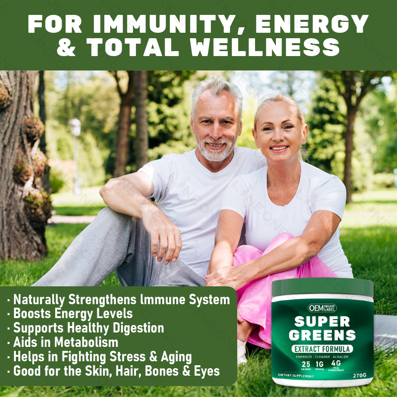 Super Greens Powder Private Label Vegan Adult Use Multivitamin Bulk Mix Complete Whole Foods Adaptogen Vitamin Mineral Superfood