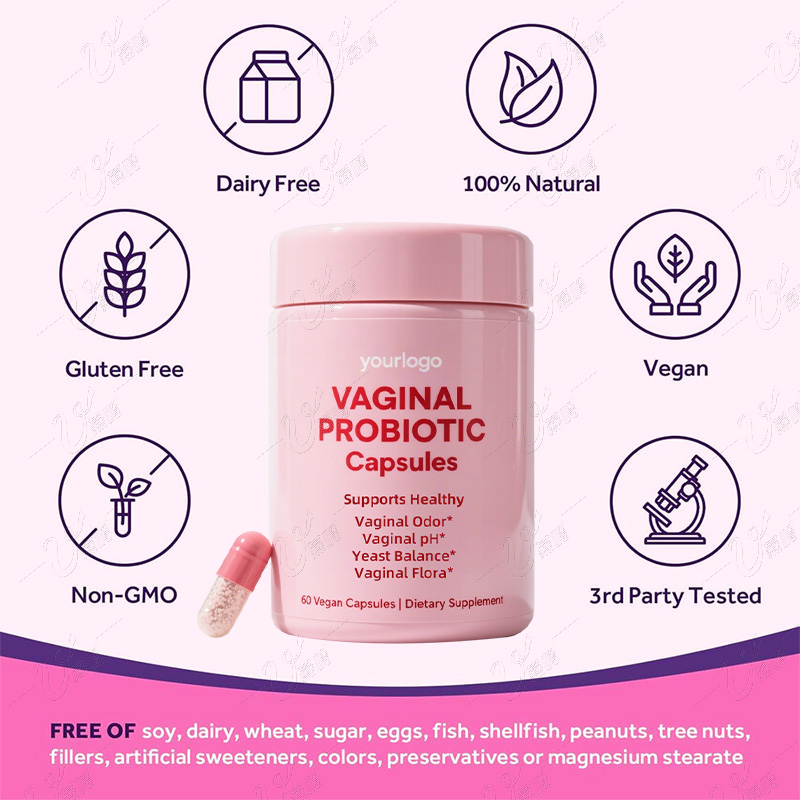 Women Health Probiotic Capsules Vaginal Odor pH Balance Prebiotic Blend Intimate Flora Support Supplement