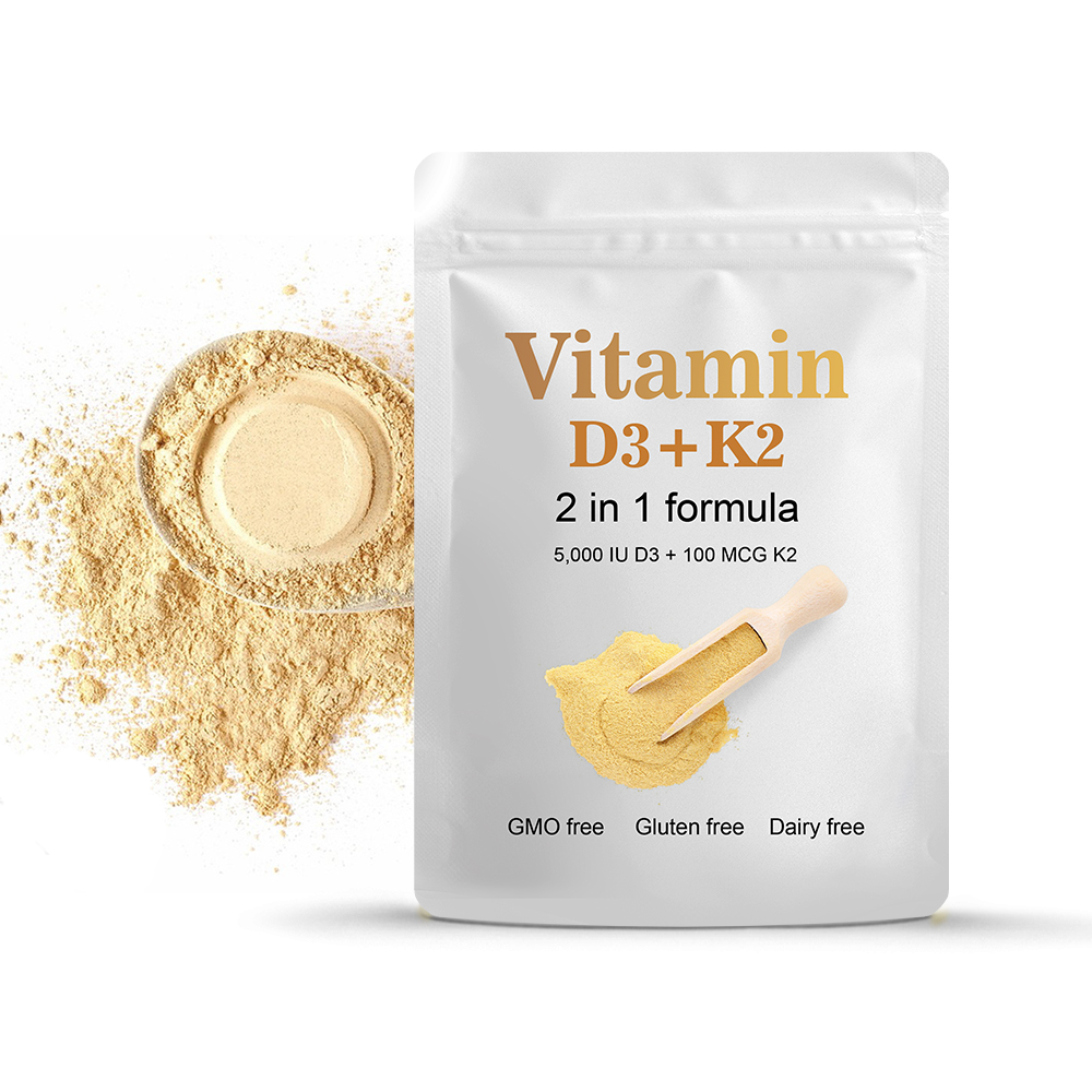 Factory Hot Sale Health Supplement Vitamin D3 K2 Softgel Vegan Raw Material 10000iu Vitamin D3 K2 Powder