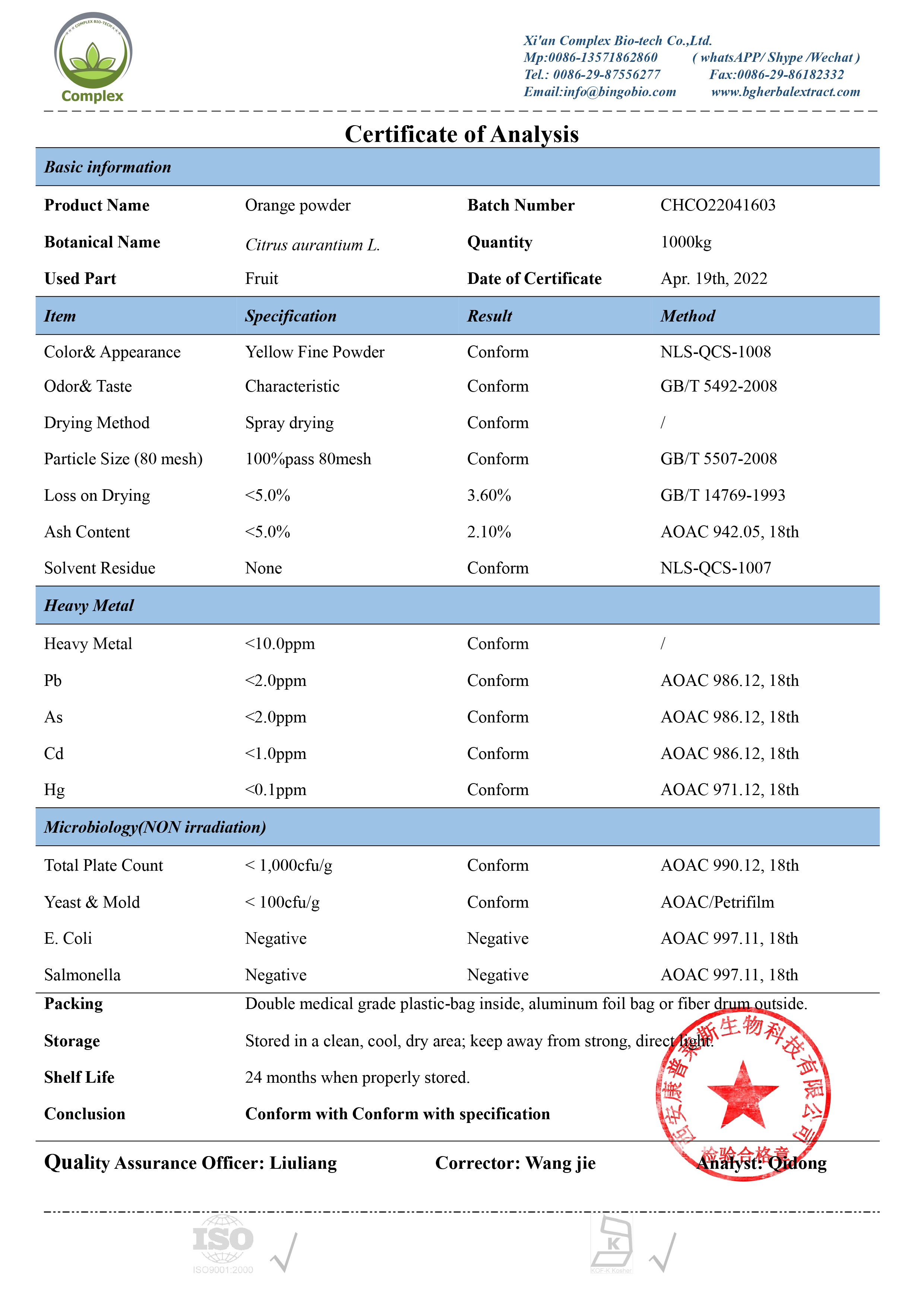 COA Certifications