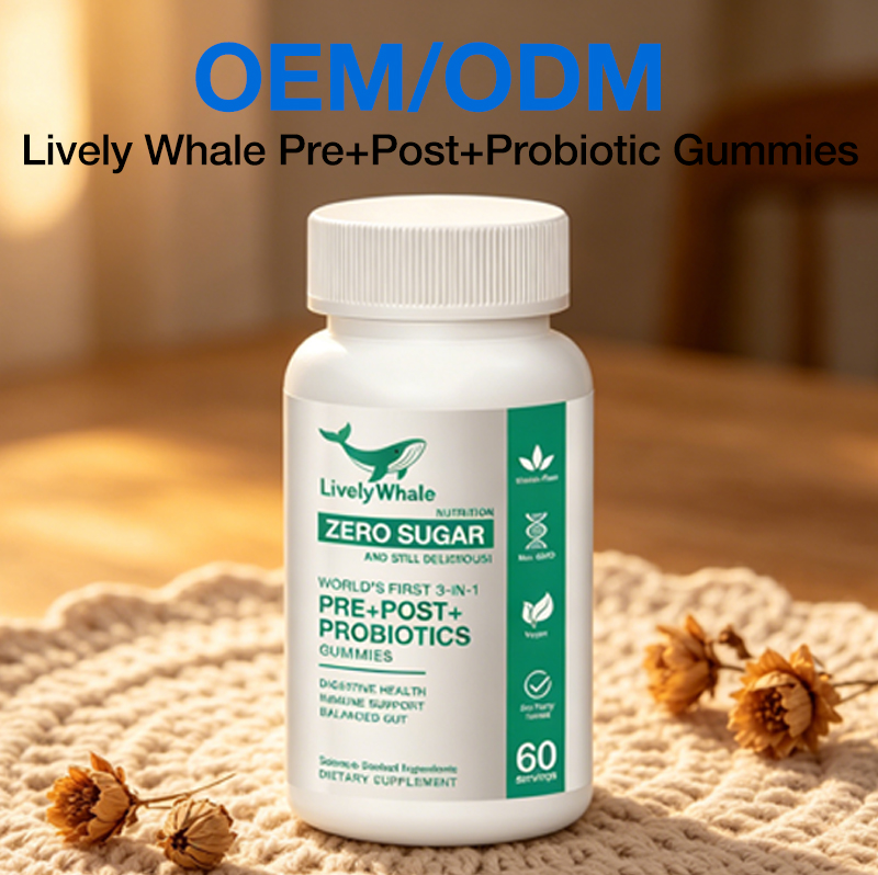 Lively Whale Pre Post Probiotics 3-in-1 Gummies Dietary Supplement Source Factory Label Customization