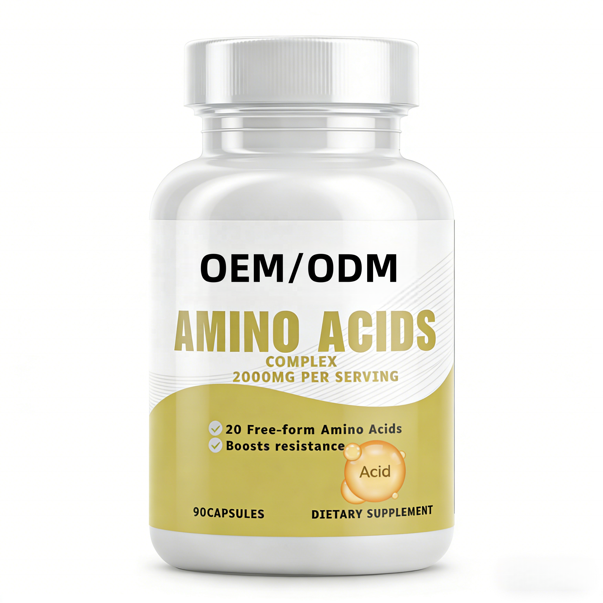 Wholesale Adult Amino Acids Complex 2000mg 90 Capsules/Bottle | 20 Free-form Amino Acids Supplement Improved Bone Density 2