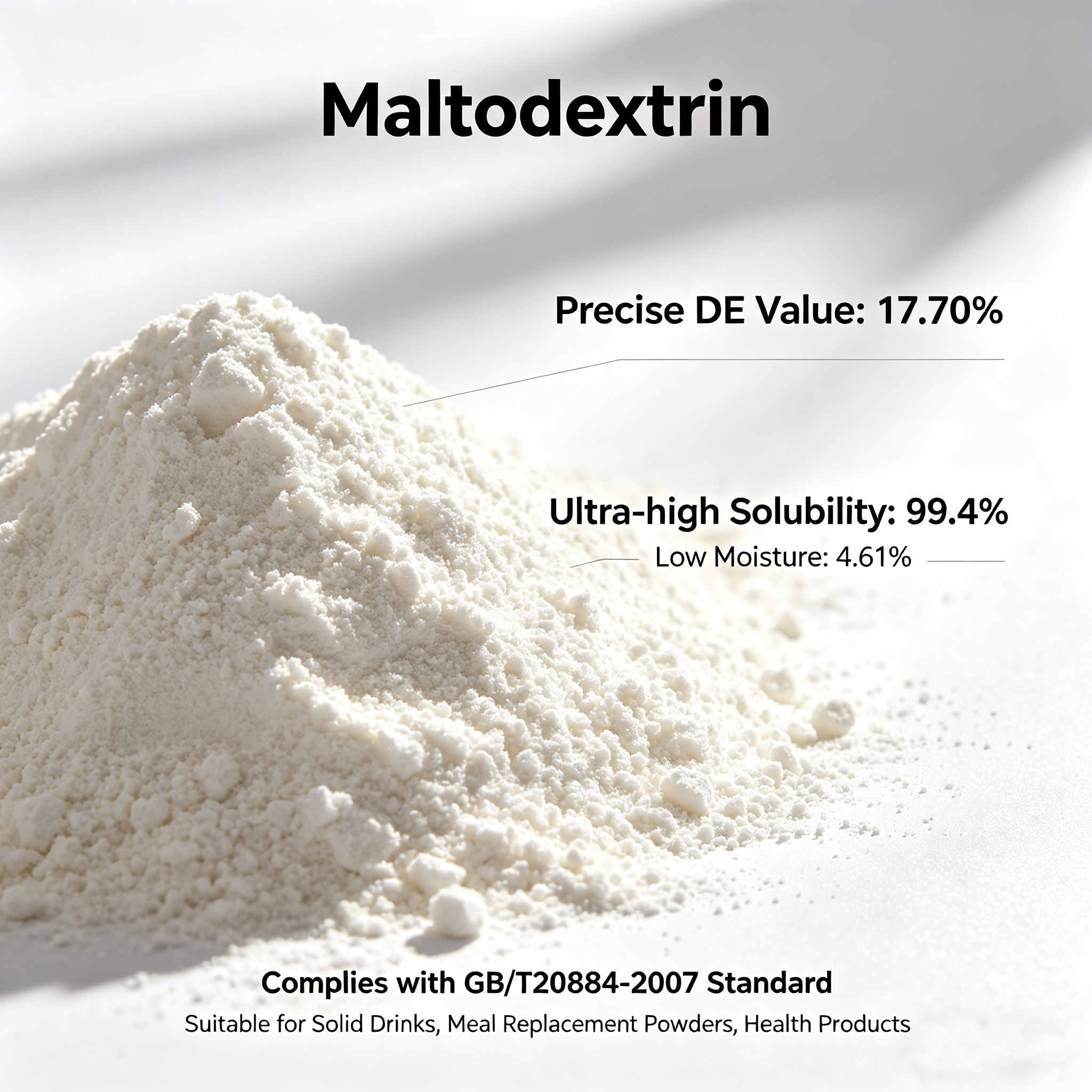 Maltodextrin Food Grade Powder DE15-20 Highly Soluble 99.4% Cold Water Soluble 25kg/bag Ready-to-Drink Beverages and Shakes
