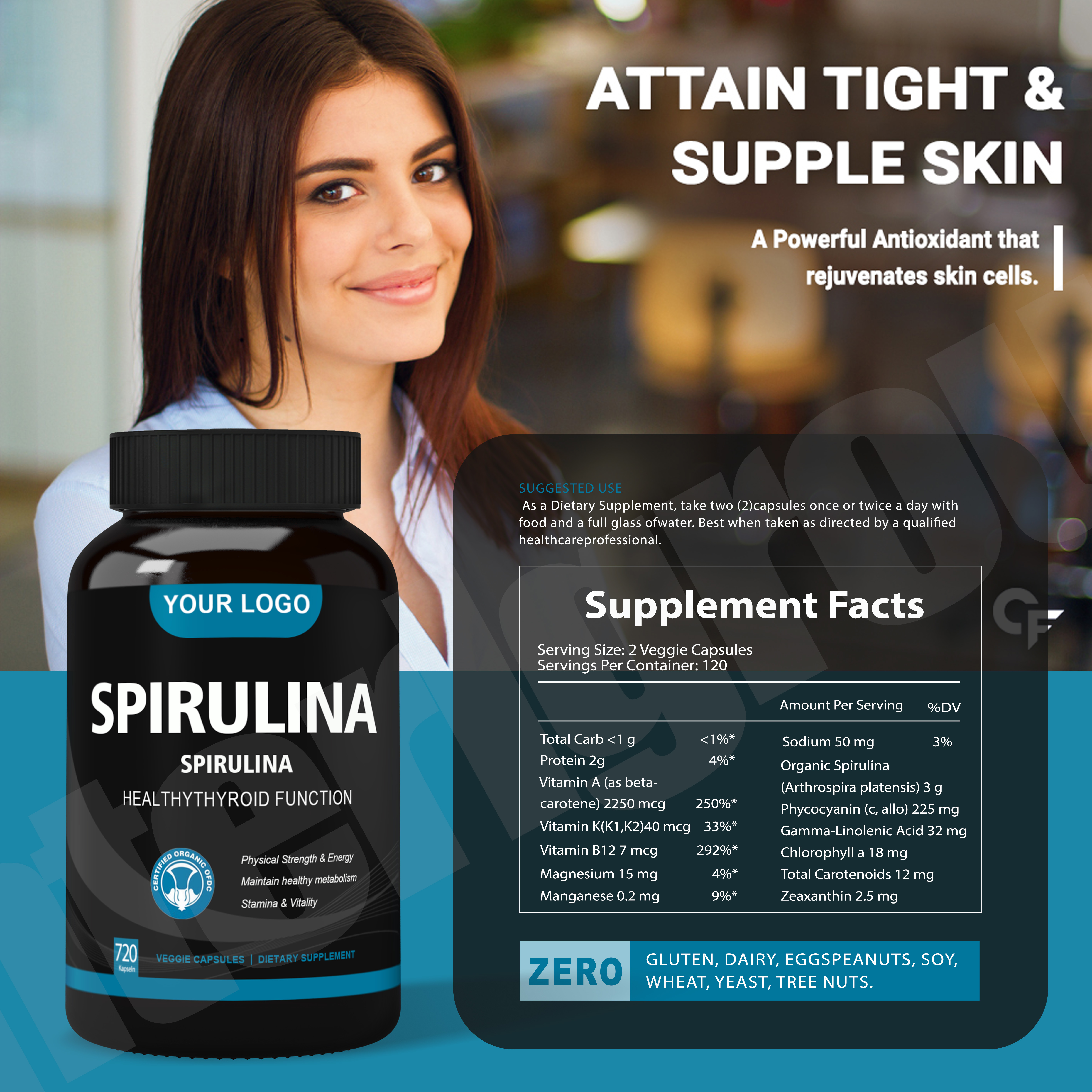 China Supply Price Spirulina Extract Powder Organic 250mg Bulk Spirulina Tablets