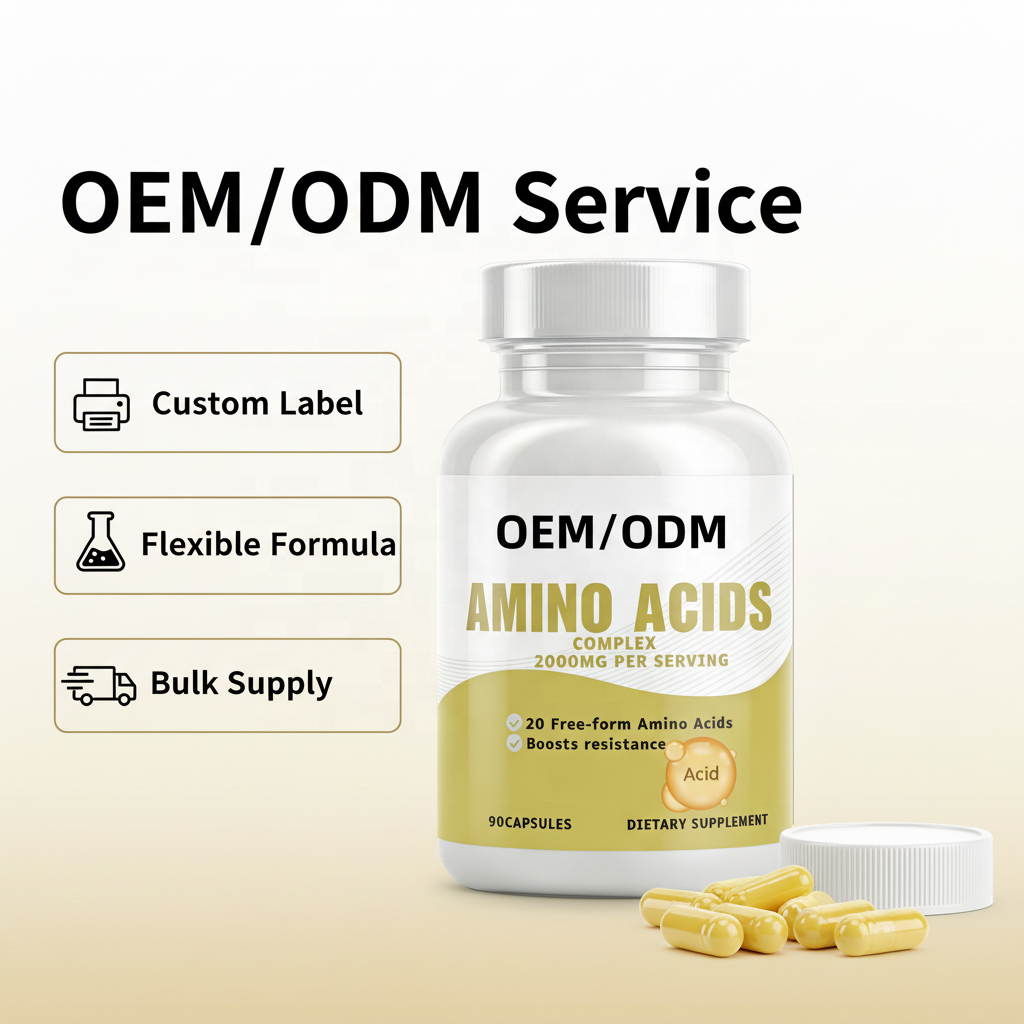 Wholesale Adult Amino Acids Complex 2000mg 90 Capsules/Bottle | 20 Free-form Amino Acids Supplement Improved Bone Density 2