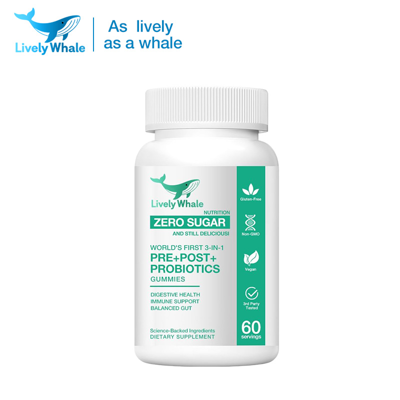 Lively Whale Pre Post Probiotics 3-in-1 Gummies Dietary Supplement Source Factory Label Customization