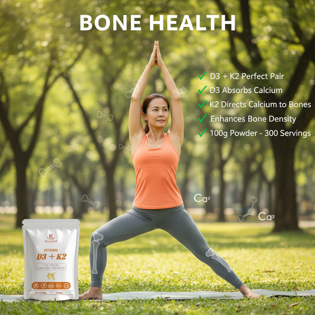 Pure Vitamine D3 K2 Mk7 Natto Price Raw Materials Food Grade 98% Bulk Vitamin K2 Mk7 Powder Vitamin D3 K2 Powder