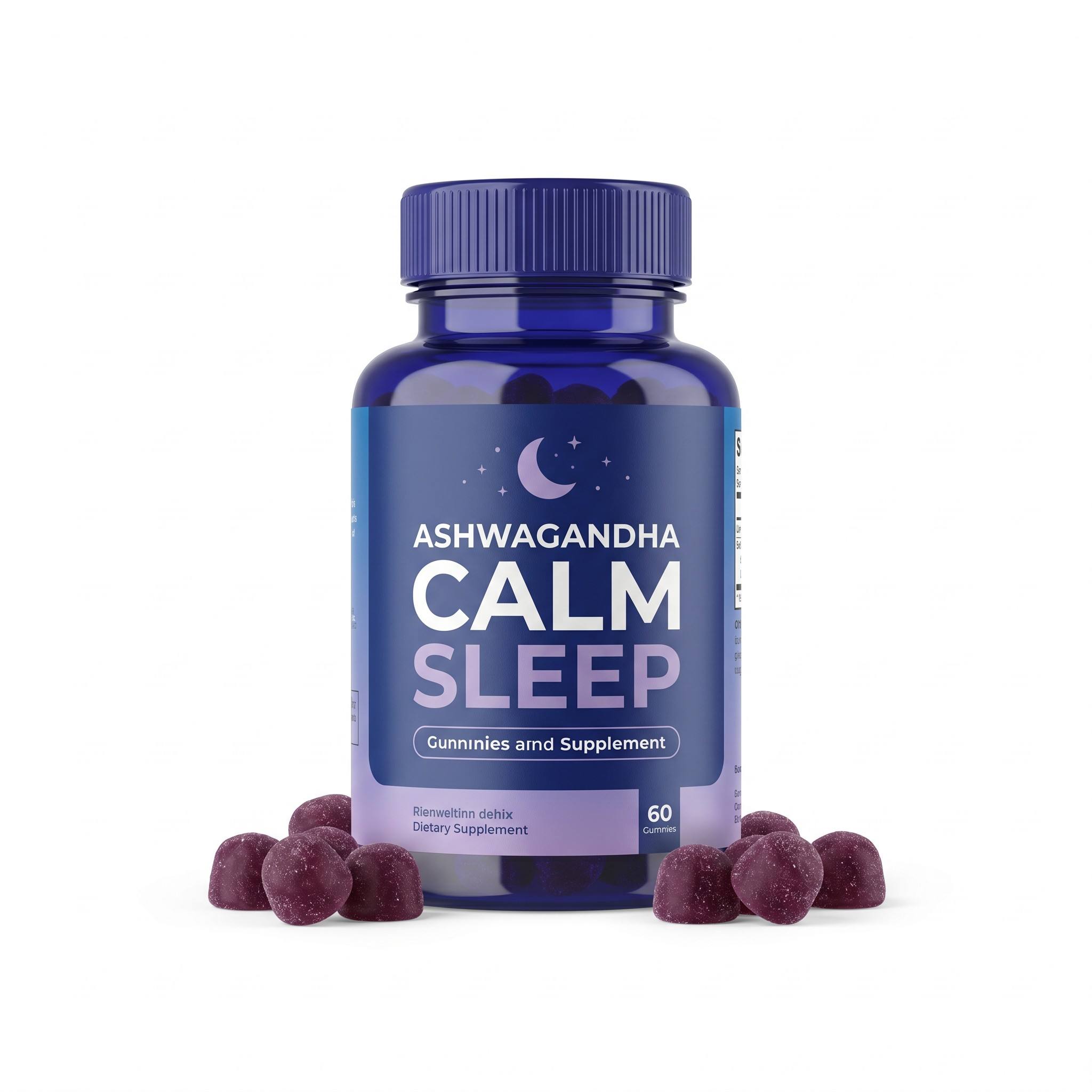 Ashwagandha L-Theanine GABA Magnesium Vitamin D3 Gummies Mixed Berry Vegan Sugar-Free Calm Sleep Support Ashwagandha Gummies