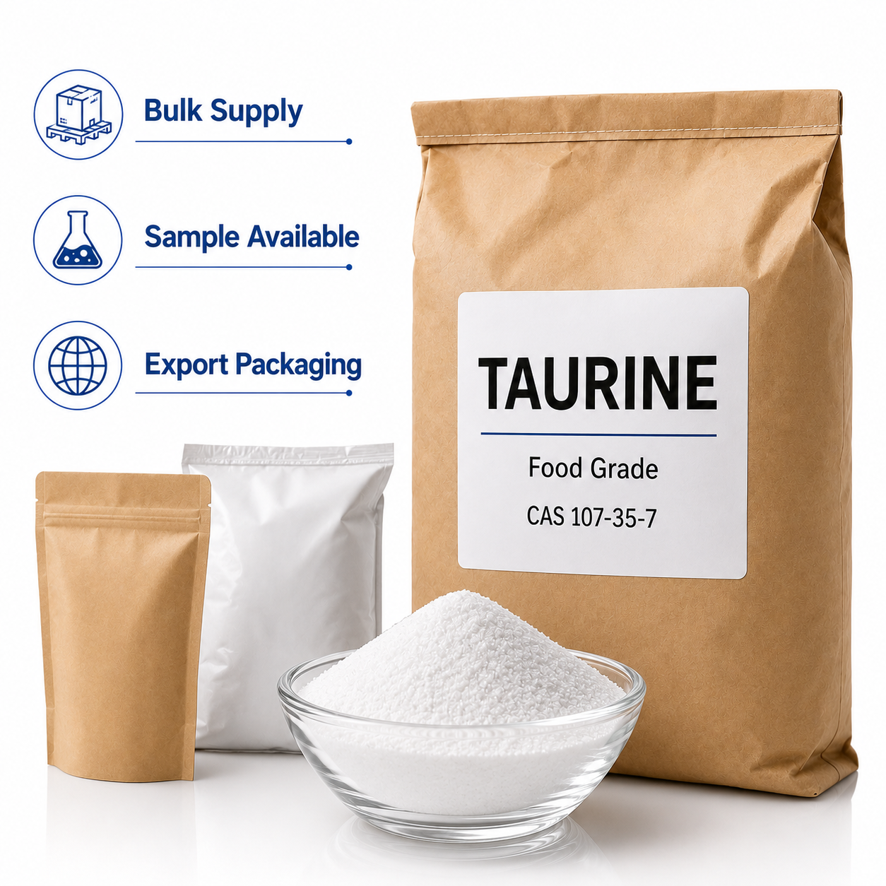 Taurine Supplier 2-Aminoethanesulfonic Acid Sulfur-containing Amino Acid Derivative Nutrition Enhancers 99% Pure White Fine WMK
