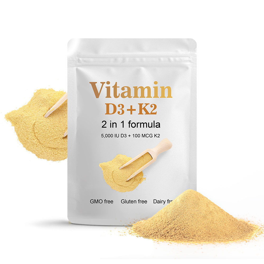 Factory Hot Sale Health Supplement Vitamin D3 K2 Softgel Vegan Raw Material 10000iu Vitamin D3 K2 Powder