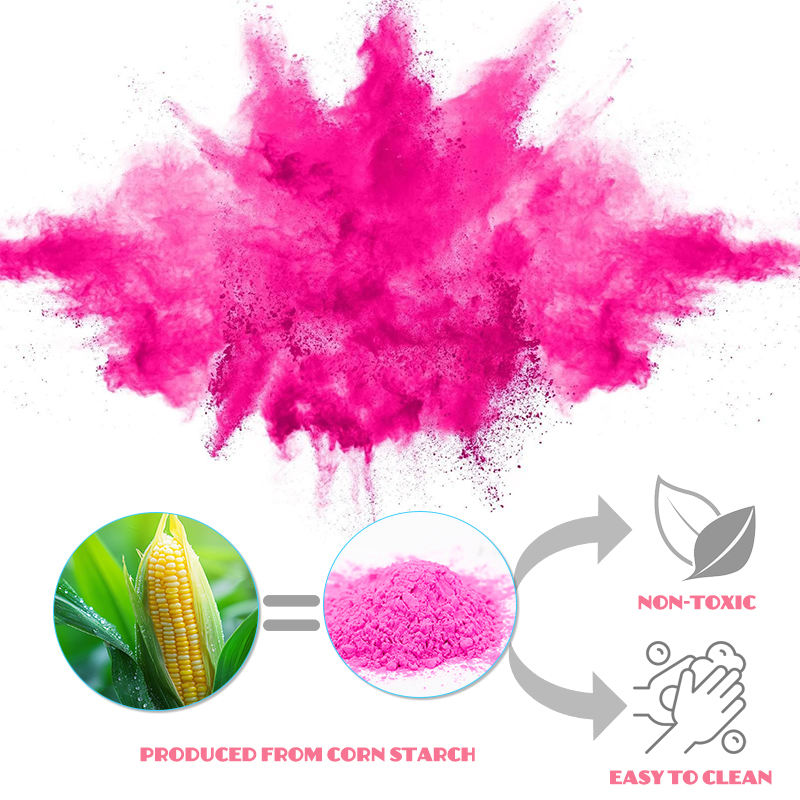 OEM Wholesale 100g Food Grade Cornstarch Holi Color Powder, Non-Toxic Biodegradable Powder For Gender Reveal &amp; Holi Festival