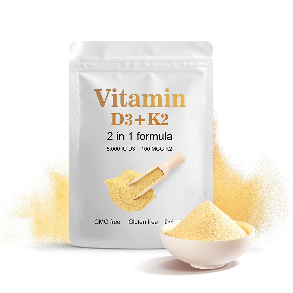 Factory Hot Sale Health Supplement Vitamin D3 K2 Softgel Vegan Raw Material 10000iu Vitamin D3 K2 Powder