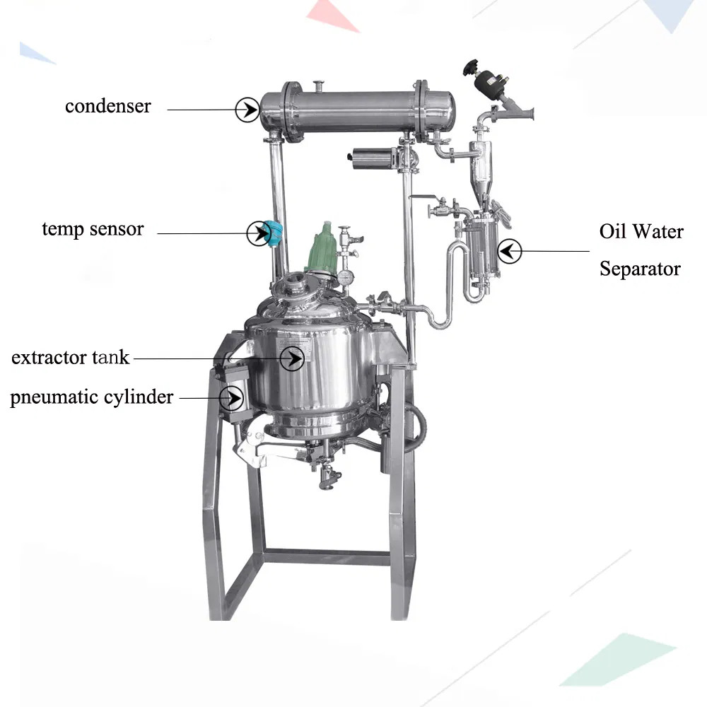 Lab Extractor Distiller 100L Plant Flower Essential Oil Extraction Machine