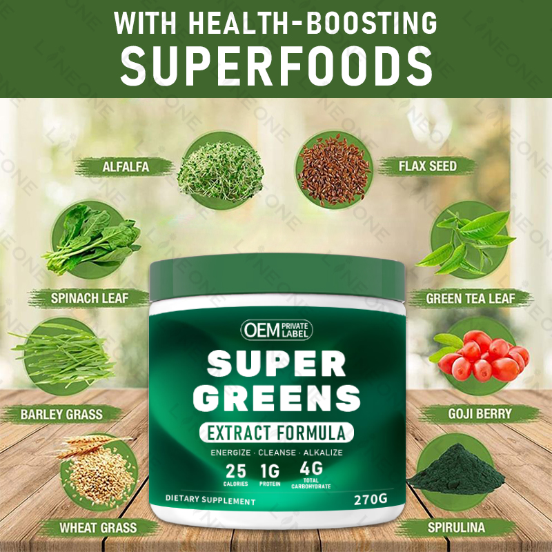 Super Greens Powder Private Label Vegan Adult Use Multivitamin Bulk Mix Complete Whole Foods Adaptogen Vitamin Mineral Superfood