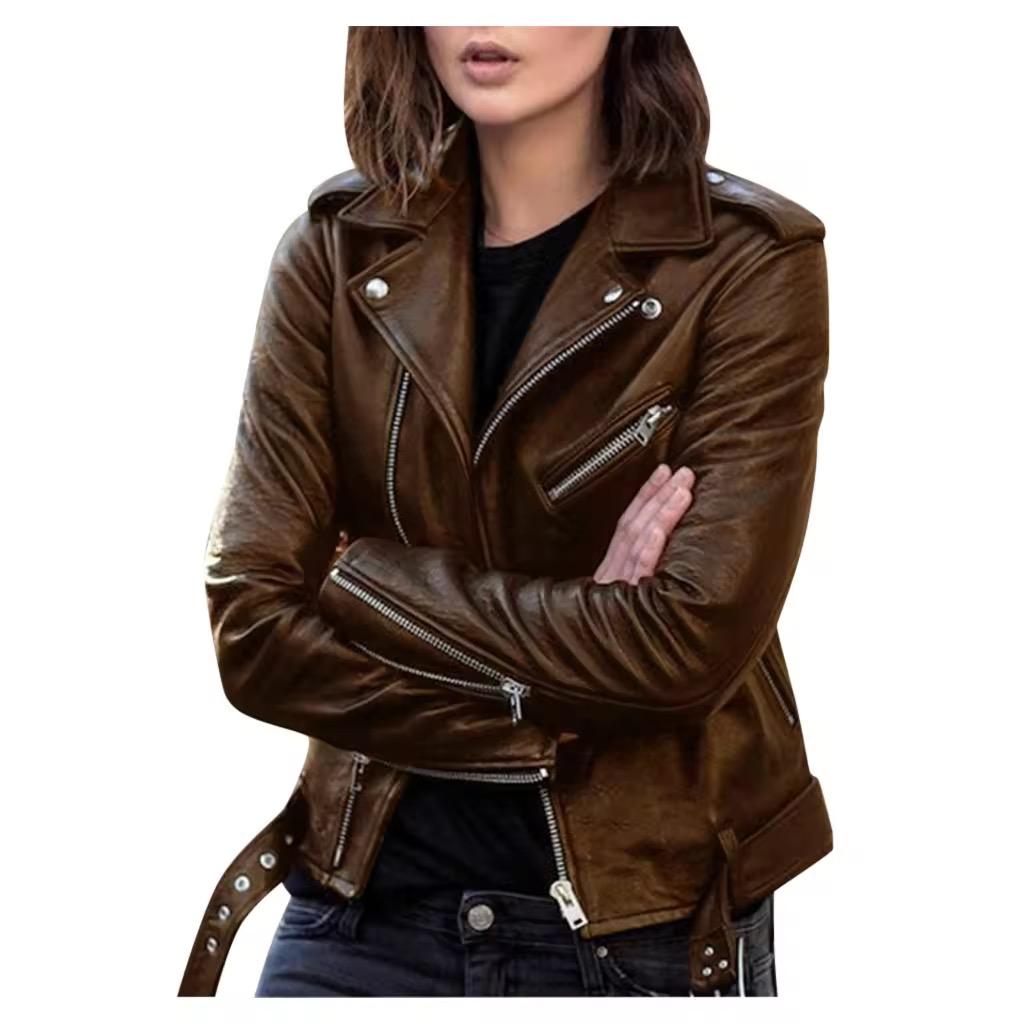 High Quality Women Genuine Leather Jacket Winter Women Leather Jacket/Women's Genuine Lambskin Leather Biker