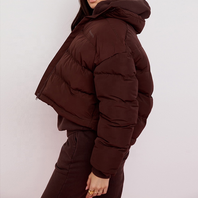 Professional Custom Manufacturer Women Chocolate Oversized C Shape Puffer Casual Jacket