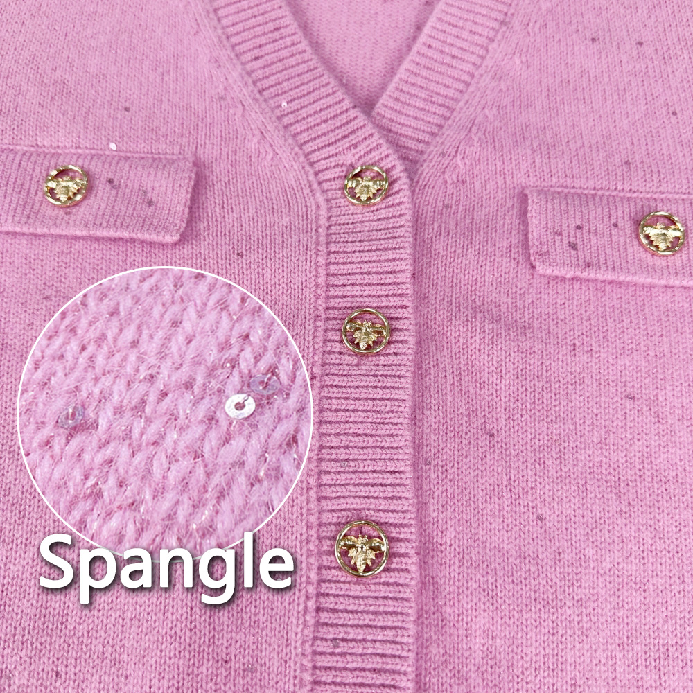 Luxury Women's Winter V-Neck Cardigan Sweater Custom Knit Top with Button Decoration