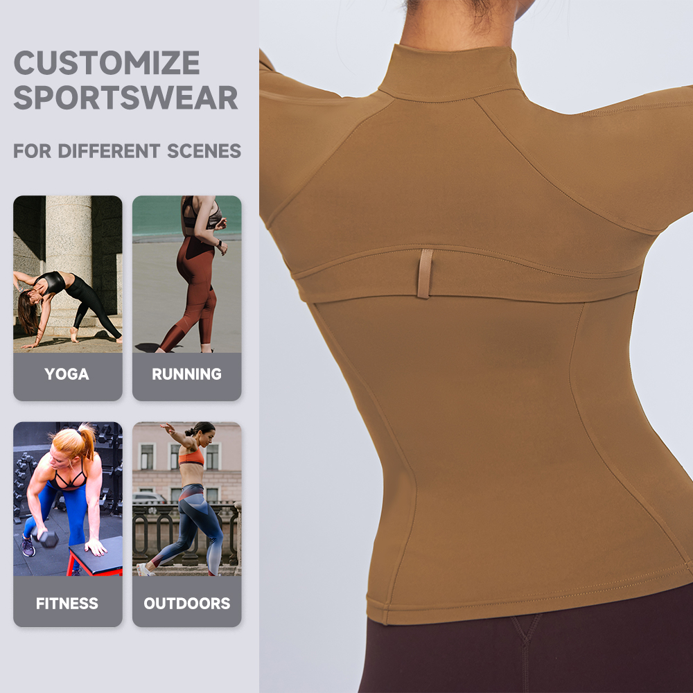 OEM Activewear Workout Zipper Light Slim Fit Long Sleeve Sports Gym Fitness Clothes Running Yoga Women Jacket