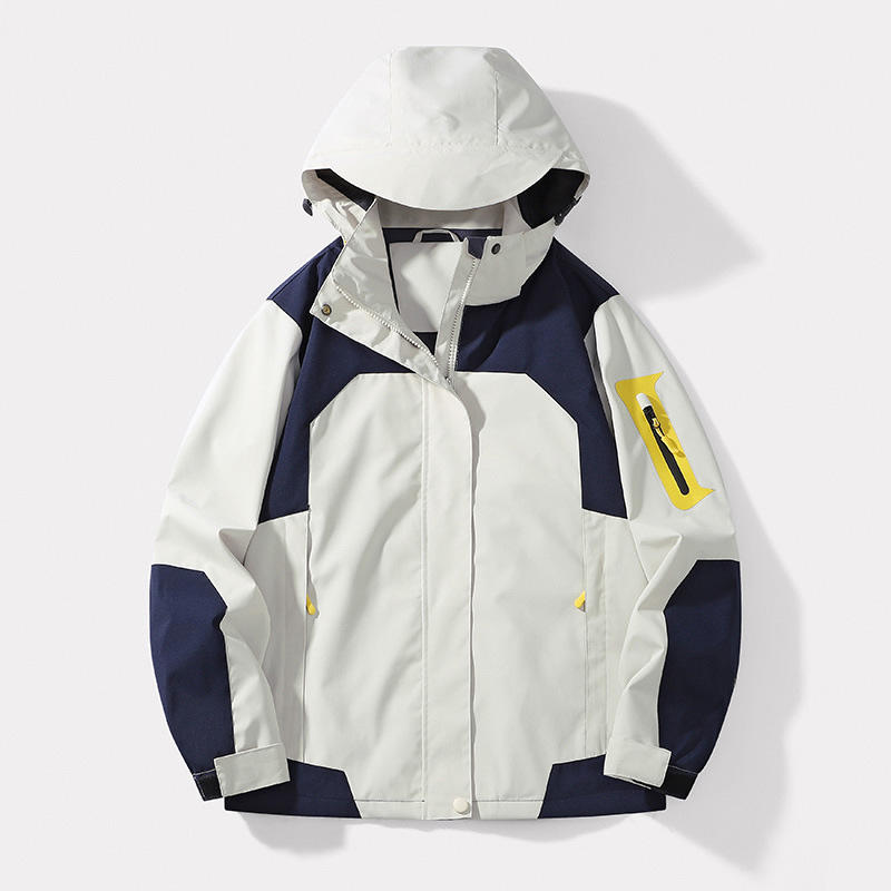 Factory Wholesale Women's Contrast Color Hooded Windproof Waterproof Breathable Thin Long Zipper Outdoor Soft Shell Jacket