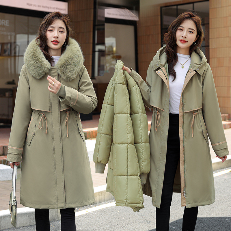 Hot Selling 2025 Puffy Cotton Down Jacket Padded Winter Fashion Long 2 Pcs Parkas Women's Down Coats