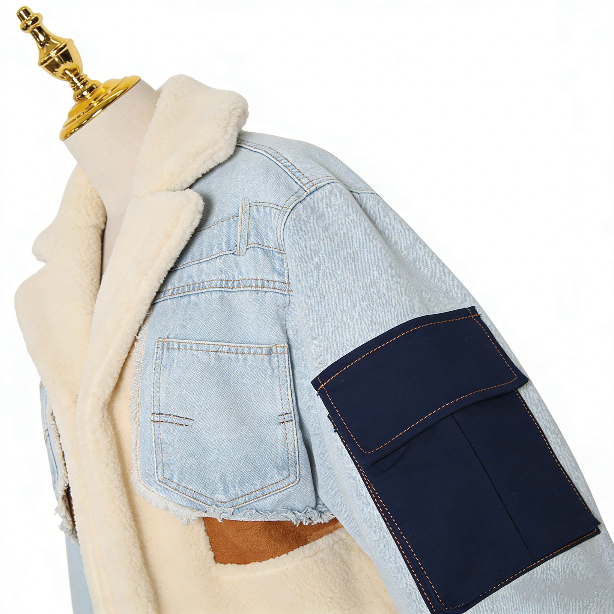 Stylish Denim Jacket Winter Women Warm Jacket Patchwork Coat Jeans Jacket