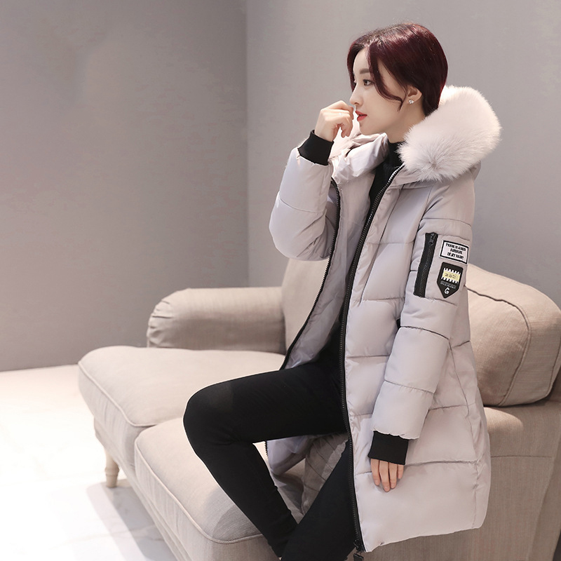 PASUXI Winter Women's Long Coat Mid-Length Parka With Big Fur Collar Warm Jacket With Padding Cheap Wholesale