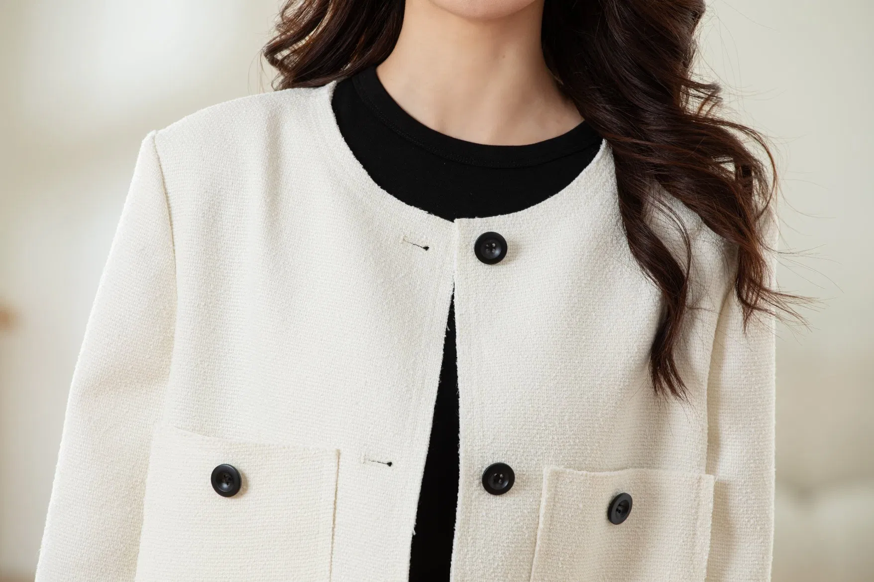 Women's Classic Padded Shoulder Blazer Outerwear - Solid Color