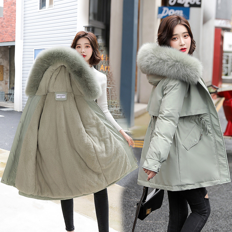 Cheap Clothes Women's Winter Casual Coat Fur Parka Women With Wool Collar Winter Jackets for Ladies Winter Clothes for Women