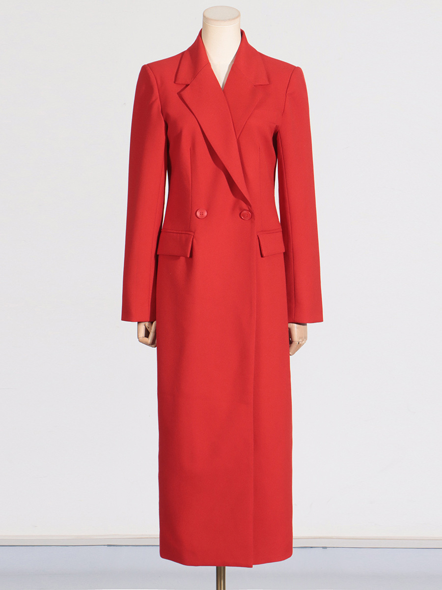 2026 Autumn New High-End Women's Coat European American Socialite Style Trench Outerwear Waisted Slim-Fit Long Suit Jacket