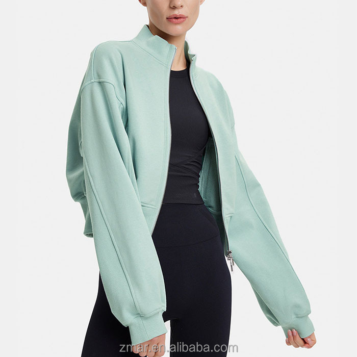 ZM-889 Custom Bomber Jacket Women's Jacket With Loose Sleeves and Double-zip Zipper Sports Jacket Coat