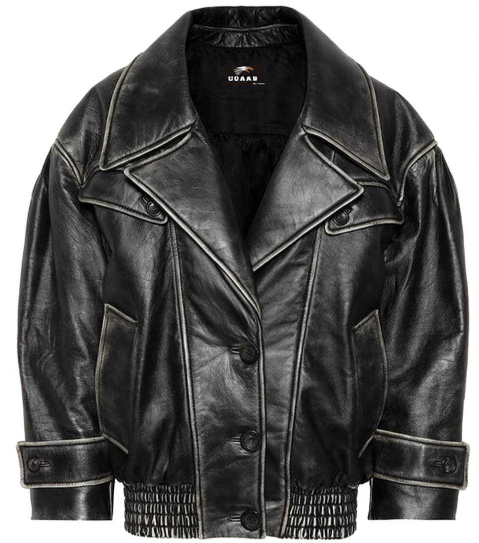 Women's Fashion Genuine Leather Motorcycle Jacket Breathable Finished Drop Shoulder Style Designer Girls Casual Distressed