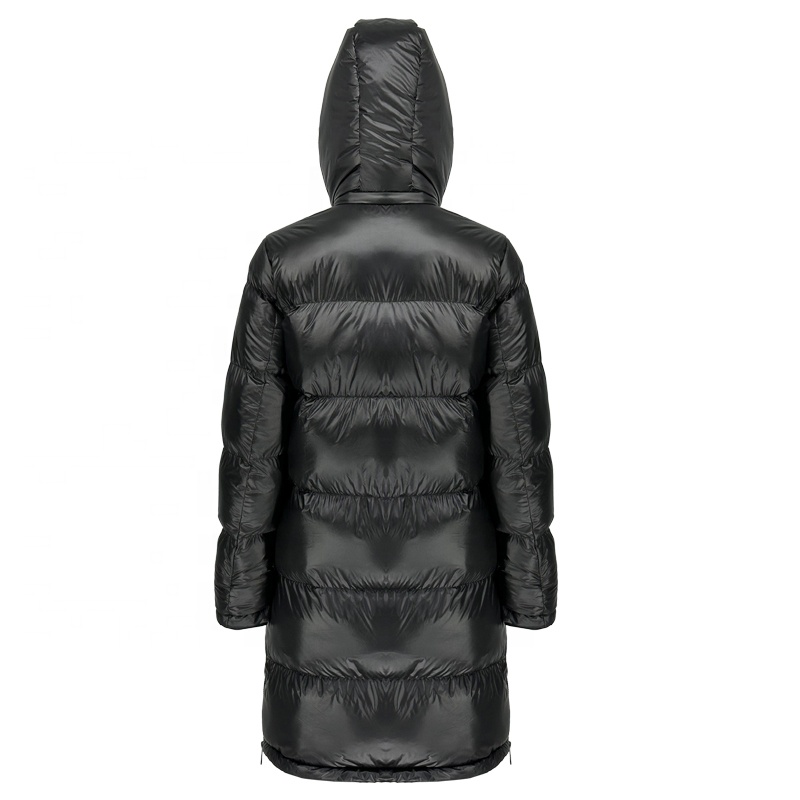 Alike Custom Winter Women's Long Parka Blouson Jacket with Detachable Hood Quilted Breathable Windproof Puffer Black