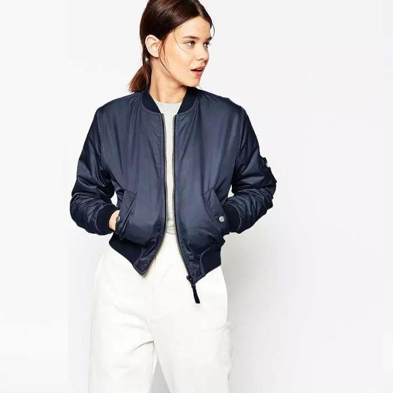 Latest Small Polyester Canvas Winter Breathable Eco-Friendly Front Outdoor Women's Zipper Bomber Jackets | Women's Fashion