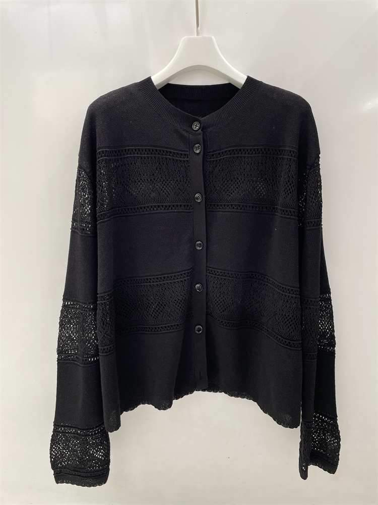 Wholesale Plus Size Open Knit Cardigans Oversized Lace Pattern Long Sleeve Cover-Up Bulk Supply