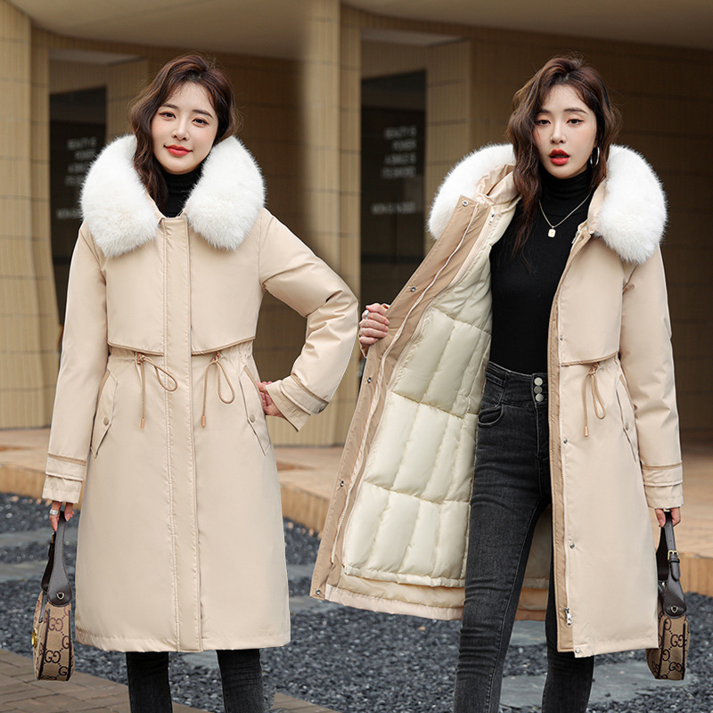 Hot Selling 2025 Puffy Cotton Down Jacket Padded Winter Fashion Long 2 Pcs Parkas Women's Down Coats