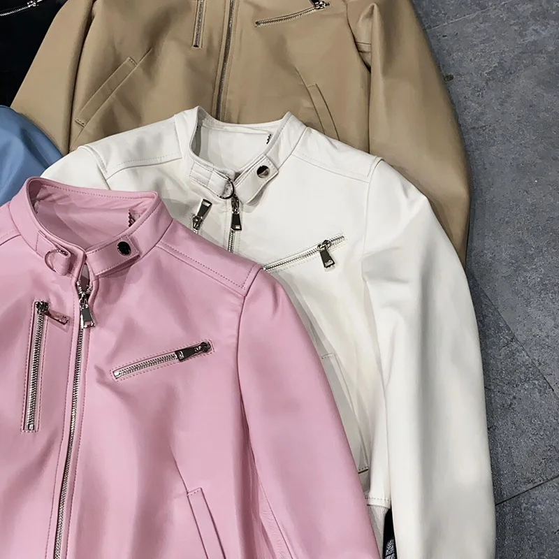 Multi Colors Bomber Pure Leather Women Fashion Jackets with Zipper Fashion Classic Looks