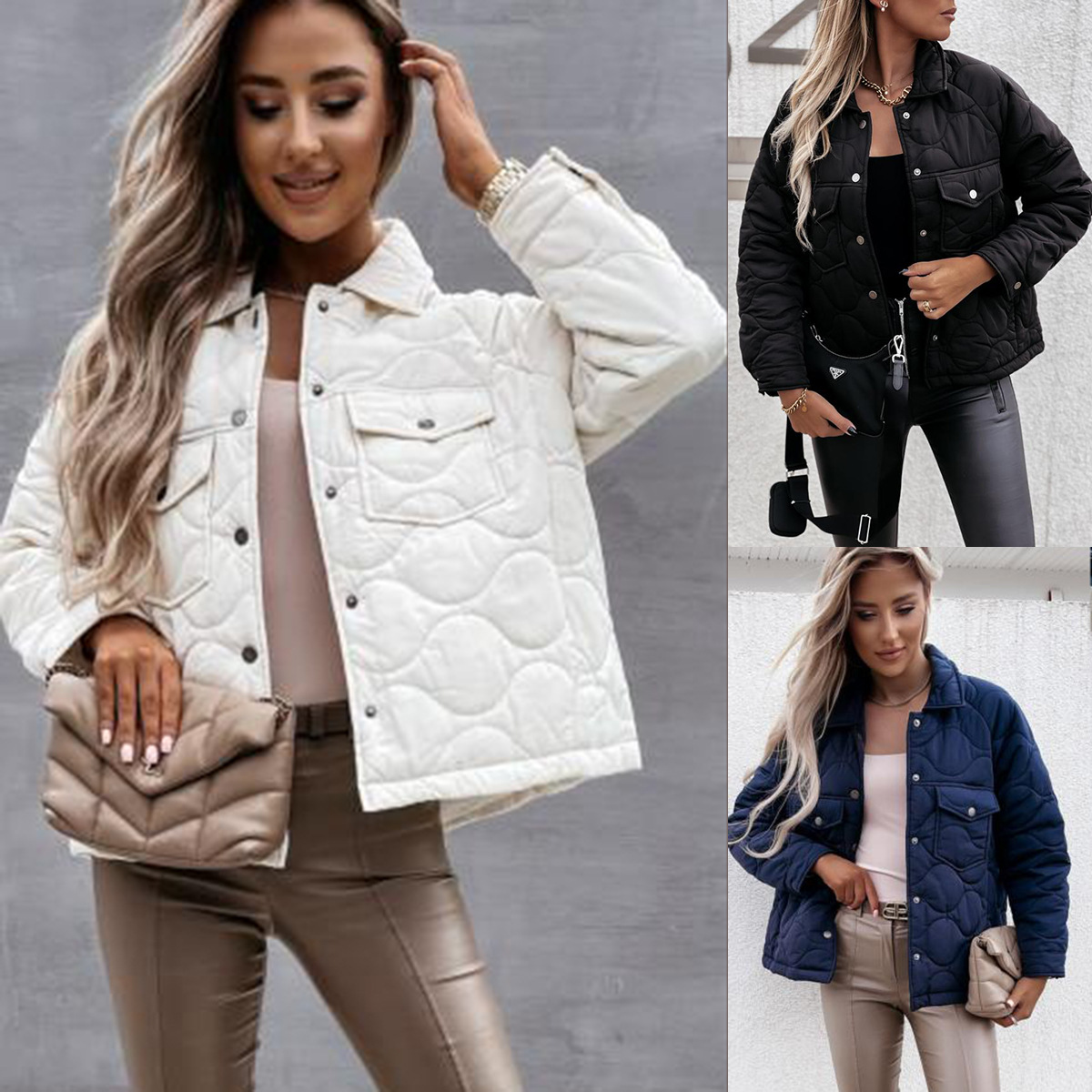 Outdoor Casual Button Padded Cozy Coat Ladies Puffer Jackets