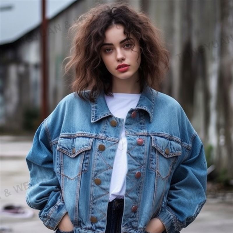 Oversize Oem Women's Denim Jean Jacket Women Casual Outwear Fall Jacket Denim Button up Coat Oversize Denim Jacket for Ladies