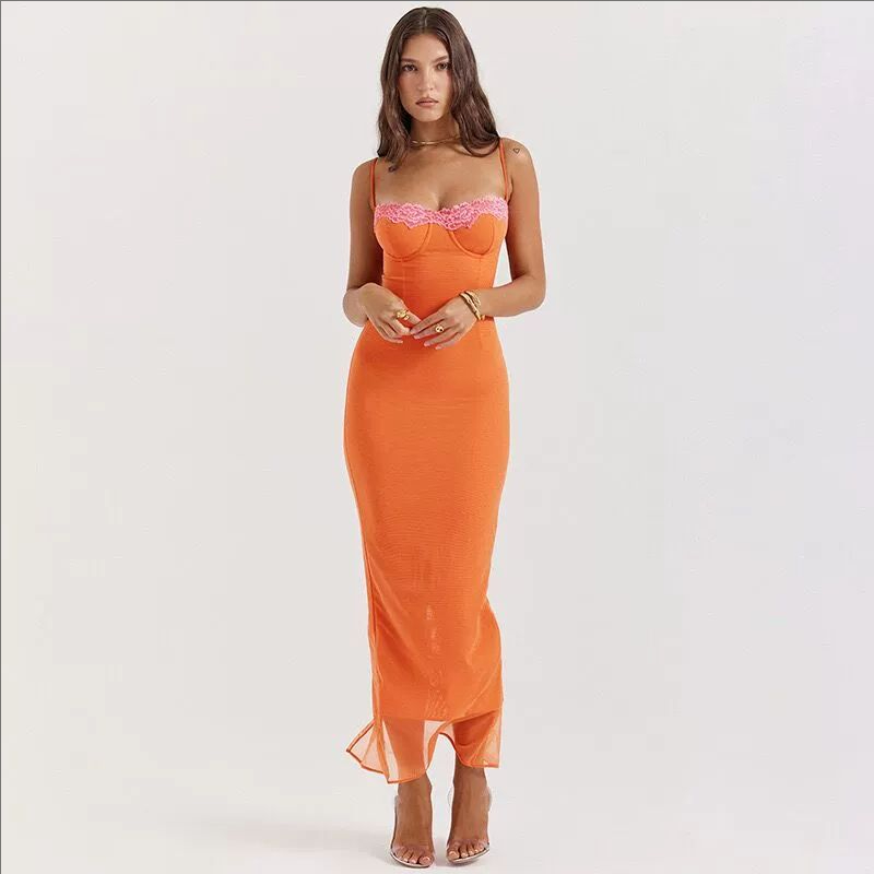 Hot Selling Women Sexy Strapless Maxi Lace Dress