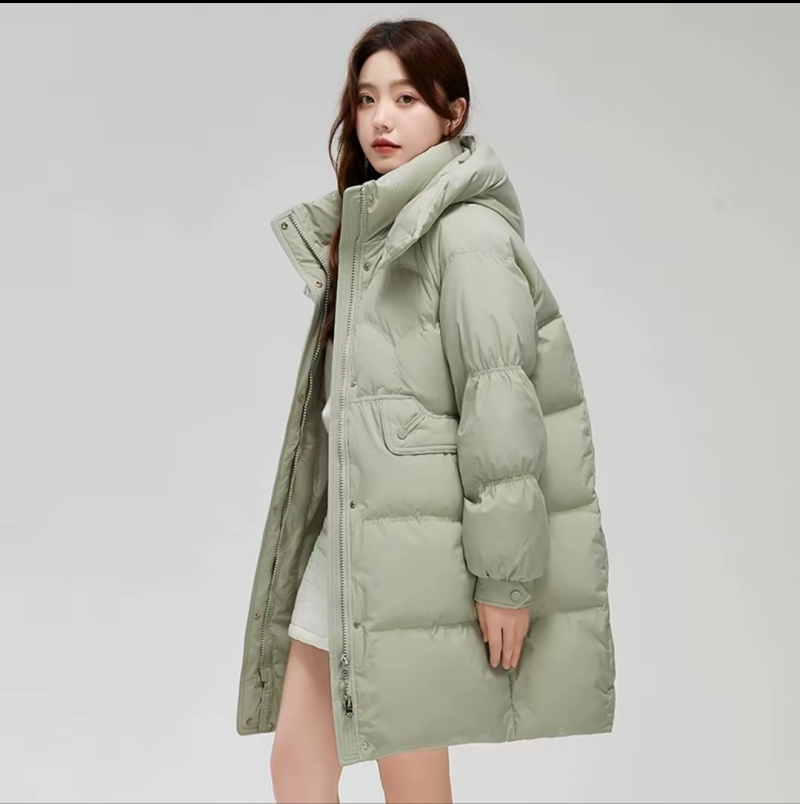 2025 Reversible Women's Winter Parka New Release Thickened Warm Hooded Coat Loose Knee Length White Duck