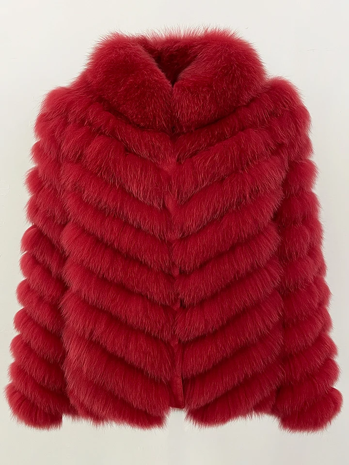 Real Fox Fur Office Lady Thick Warm Women's Winter Parka Coat