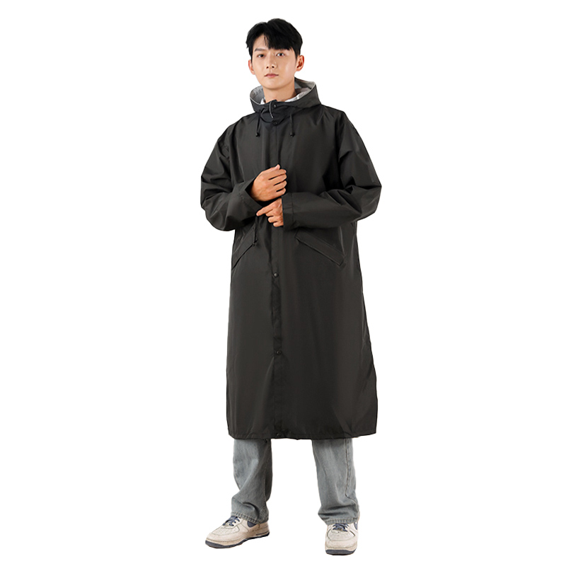 Custom Women's Long Hooded Trench Coats Waterproof PU Rainwear with Logo Modern Poncho Style Windbreaker for Hiking &amp; Travel