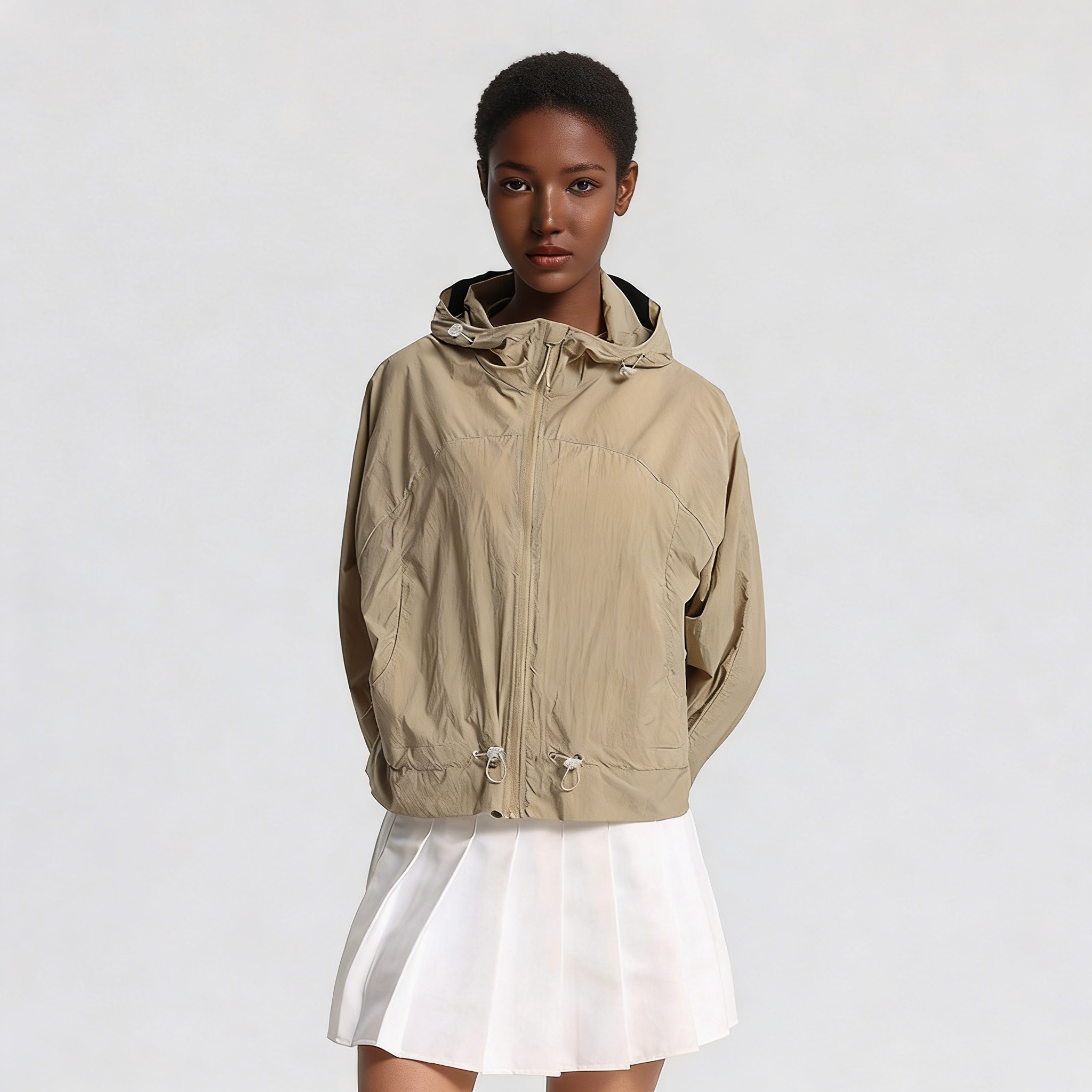 Women's Summer Full Length UPF 50+ UV Protection Slim Fit Hooded Spandex/Nylon Sunscreen Outdoors Sports Windbreaker Skin Coat