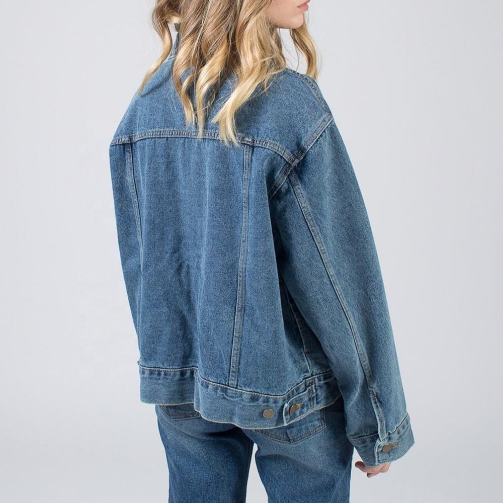 Classic Plain Jeans Jackets for Ladies Oversized Denim Jacket