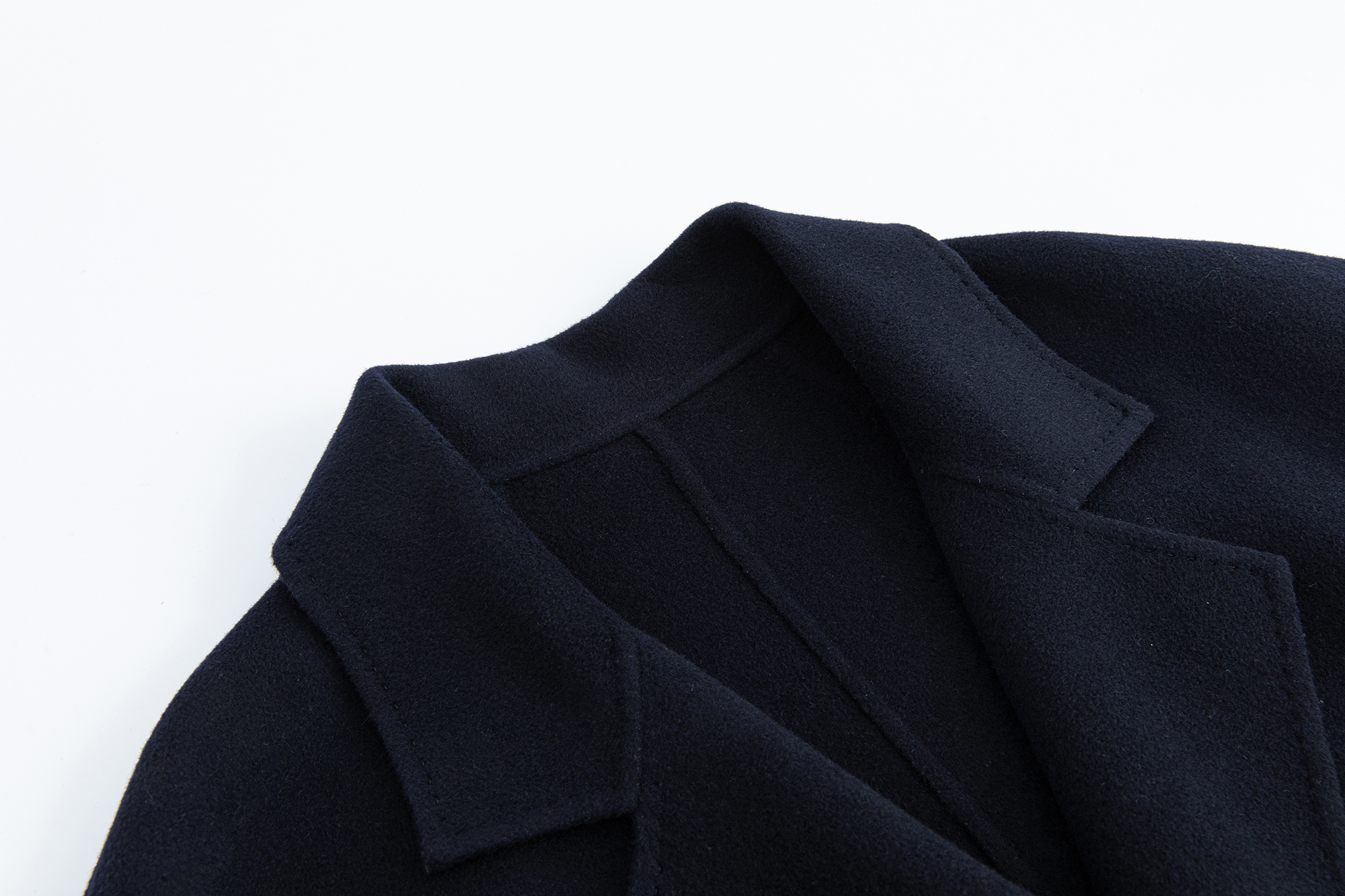 Women's Classic Double-Breasted Trench Wool Coat - 10% Cashmere &amp; 90% Wool Blend, with Waist Belt